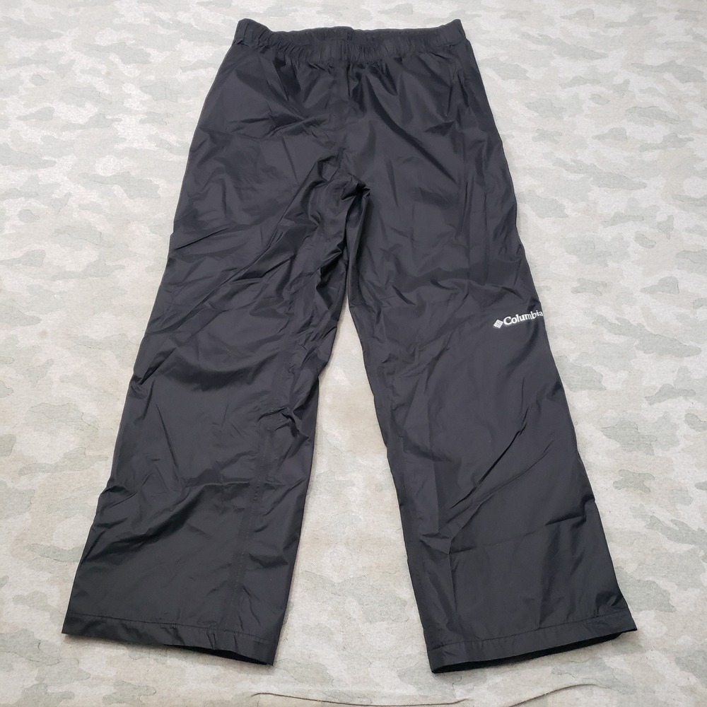 Columbia Rain Pants Men Large Black Omni-Tech Hiking Outdoor Travel Straight Leg